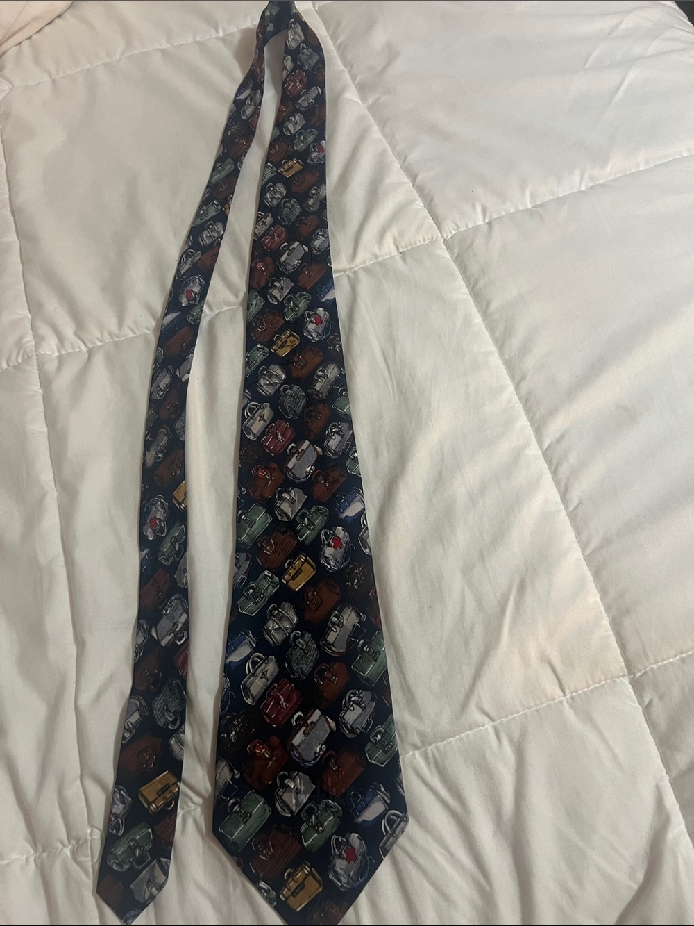 Nicole Miller Navy Tie with Multi-Color Medical Bags Motif (#35)